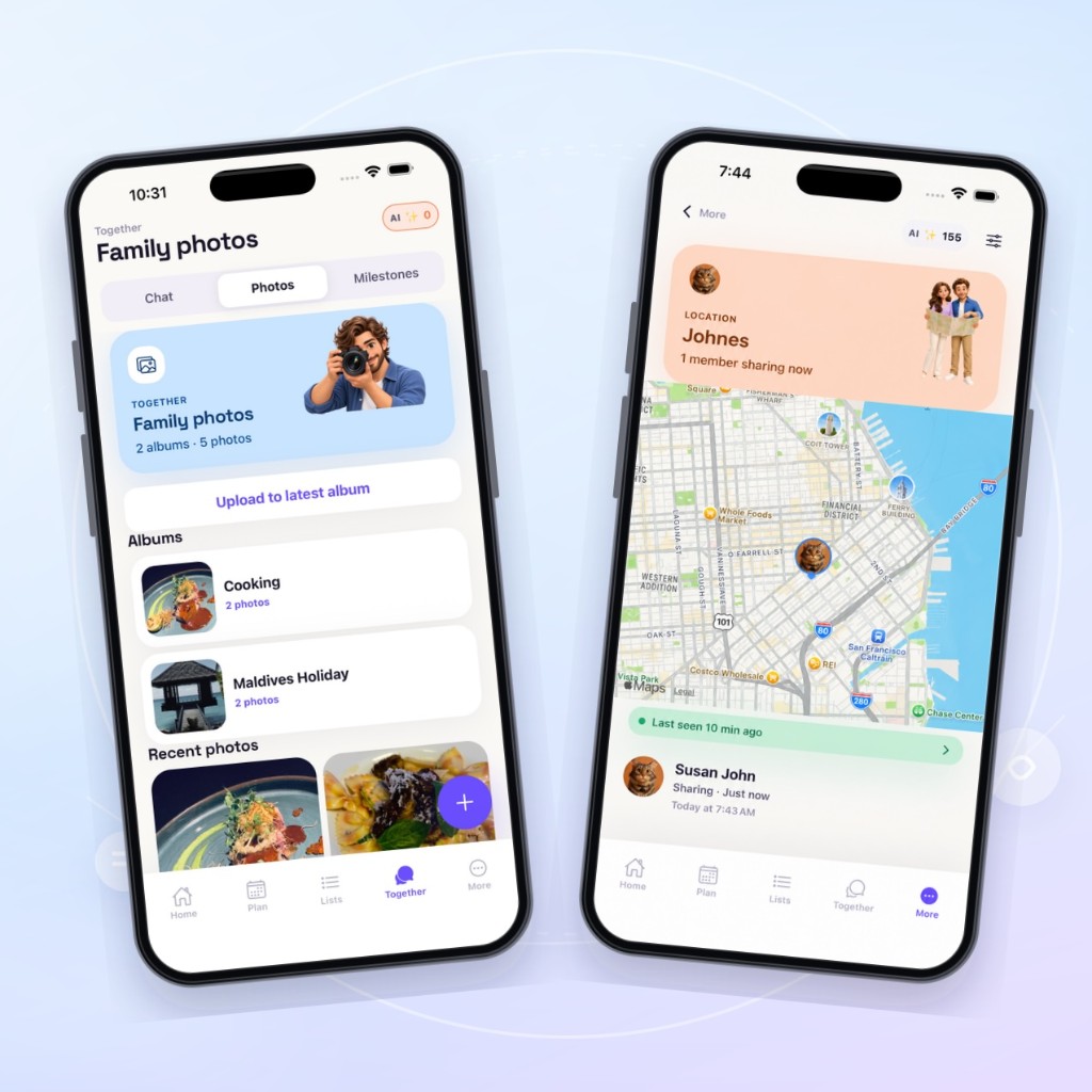 Dairat family photo albums and opt-in live location sharing